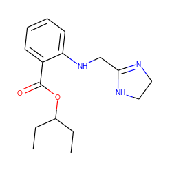 CCC(CC)OC(=O)c1ccccc1NCC1=NCCN1 ZINC000026732636