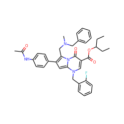 CCC(CC)OC(=O)c1cn(Cc2ccccc2F)c2cc(-c3ccc(NC(C)=O)cc3)c(CN(C)Cc3ccccc3)n2c1=O ZINC000027326948