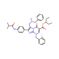 CCC(CC)OC(=O)c1cn(Cc2ccccc2F)c2nc(-c3ccc(NC(=O)C(C)C)cc3)c(CN(C)Cc3ccccc3)n2c1=O ZINC000026287835