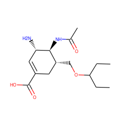 CCC(CC)OC[C@@H]1CC(C(=O)O)=C[C@H](N)[C@H]1NC(C)=O ZINC000653858732