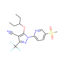 CCC(CC)Oc1c(C#N)c(C(F)(F)F)nn1-c1ccc(S(C)(=O)=O)cn1 ZINC000028570551