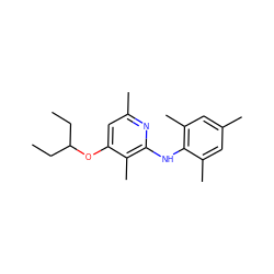 CCC(CC)Oc1cc(C)nc(Nc2c(C)cc(C)cc2C)c1C ZINC000014975040