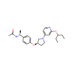 CCC(CC)Oc1cc(N2CC[C@@H](Oc3ccc([C@H](C)NC(C)=O)cc3)C2)ccn1 ZINC000169709784