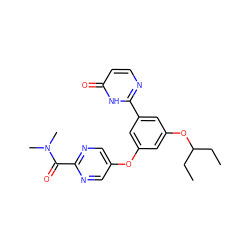 CCC(CC)Oc1cc(Oc2cnc(C(=O)N(C)C)nc2)cc(-c2nccc(=O)[nH]2)c1 ZINC000096273788