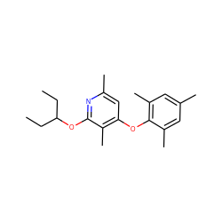 CCC(CC)Oc1nc(C)cc(Oc2c(C)cc(C)cc2C)c1C ZINC000029135329