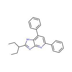 CCC(CC)c1nc2nc(-c3ccccc3)cc(-c3ccccc3)c2[nH]1 ZINC000034800844