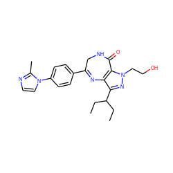 CCC(CC)c1nn(CCO)c2c1N=C(c1ccc(-n3ccnc3C)cc1)CNC2=O ZINC000096928324