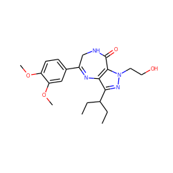 CCC(CC)c1nn(CCO)c2c1N=C(c1ccc(OC)c(OC)c1)CNC2=O ZINC000096928704