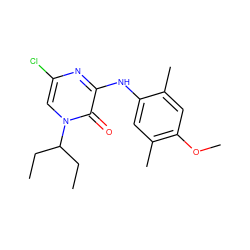 CCC(CC)n1cc(Cl)nc(Nc2cc(C)c(OC)cc2C)c1=O ZINC000043011237