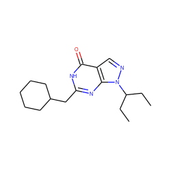 CCC(CC)n1ncc2c(=O)[nH]c(CC3CCCCC3)nc21 ZINC000033963860