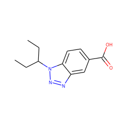 CCC(CC)n1nnc2cc(C(=O)O)ccc21 ZINC000013681551