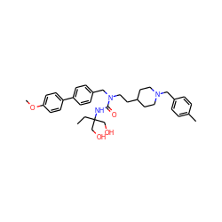 CCC(CO)(CO)NC(=O)N(CCC1CCN(Cc2ccc(C)cc2)CC1)Cc1ccc(-c2ccc(OC)cc2)cc1 ZINC000028874715