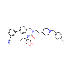 CCC(CO)(CO)NC(=O)N(CCC1CCN(Cc2ccc(C)cc2)CC1)Cc1ccc(-c2cccc(C#N)c2)cc1 ZINC000028874765