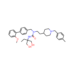 CCC(CO)(CO)NC(=O)N(CCC1CCN(Cc2ccc(C)cc2)CC1)Cc1ccc(-c2ccccc2OC)cc1 ZINC000028874732