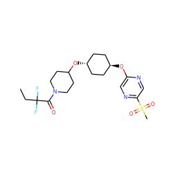 CCC(F)(F)C(=O)N1CCC(O[C@H]2CC[C@H](Oc3cnc(S(C)(=O)=O)cn3)CC2)CC1 ZINC000473105296