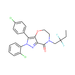 CCC(F)(F)CN1CCOc2c(nn(-c3ccccc3Cl)c2-c2ccc(Cl)cc2)C1=O ZINC000040413146