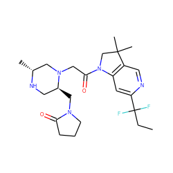 CCC(F)(F)c1cc2c(cn1)C(C)(C)CN2C(=O)CN1C[C@@H](C)NC[C@@H]1CN1CCCC1=O ZINC000219011217