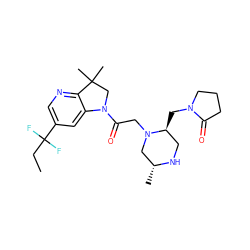 CCC(F)(F)c1cnc2c(c1)N(C(=O)CN1C[C@@H](C)NC[C@@H]1CN1CCCC1=O)CC2(C)C ZINC000219004791