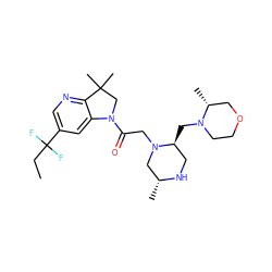 CCC(F)(F)c1cnc2c(c1)N(C(=O)CN1C[C@@H](C)NC[C@@H]1CN1CCOC[C@H]1C)CC2(C)C ZINC000219026866