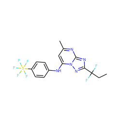 CCC(F)(F)c1nc2nc(C)cc(Nc3ccc(S(F)(F)(F)(F)F)cc3)n2n1 ZINC000073314612