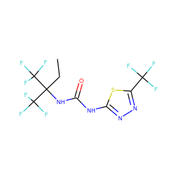 CCC(NC(=O)Nc1nnc(C(F)(F)F)s1)(C(F)(F)F)C(F)(F)F ZINC000002301774