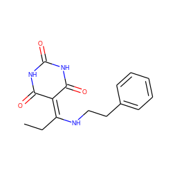 CCC(NCCc1ccccc1)=C1C(=O)NC(=O)NC1=O ZINC000100615095