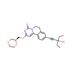 CCC(O)(C#Cc1ccc2c(c1)CCn1c-2cc(OC[C@@H]2COCCO2)nc1=O)CC ZINC000142988041