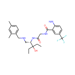 CCC(O)(CC)[C@H](CNCc1ccc(C)cc1C)NC(=O)CNC(=O)c1cc(C(F)(F)F)ccc1N ZINC000038456550