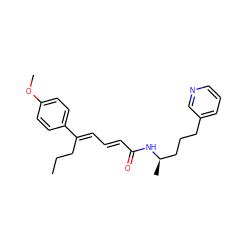 CCC/C(=C\C=C\C(=O)N[C@H](C)CCCc1cccnc1)c1ccc(OC)cc1 ZINC000029485697