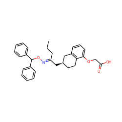 CCC/C(C[C@@H]1CCc2c(cccc2OCC(=O)O)C1)=N\OC(c1ccccc1)c1ccccc1 ZINC000003915649