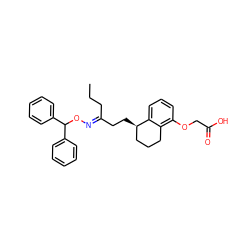 CCC/C(CC[C@@H]1CCCc2c(OCC(=O)O)cccc21)=N\OC(c1ccccc1)c1ccccc1 ZINC000026015053