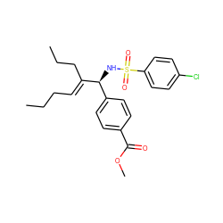 CCC/C=C(\CCC)[C@@H](NS(=O)(=O)c1ccc(Cl)cc1)c1ccc(C(=O)OC)cc1 ZINC000034148334