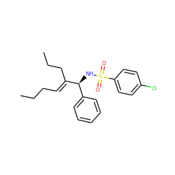 CCC/C=C(\CCC)[C@@H](NS(=O)(=O)c1ccc(Cl)cc1)c1ccccc1 ZINC000034148328