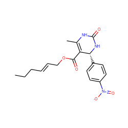 CCC/C=C/COC(=O)C1=C(C)NC(=O)N[C@@H]1c1ccc([N+](=O)[O-])cc1 ZINC000036185129