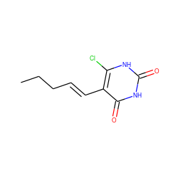 CCC/C=C/c1c(Cl)[nH]c(=O)[nH]c1=O ZINC000014972784