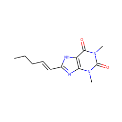 CCC/C=C/c1nc2c([nH]1)c(=O)n(C)c(=O)n2C ZINC000013832738