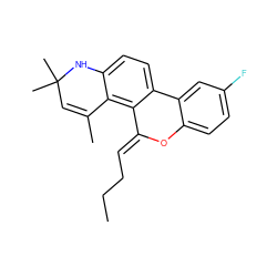 CCC/C=C1\Oc2ccc(F)cc2-c2ccc3c(c21)C(C)=CC(C)(C)N3 ZINC000013490431