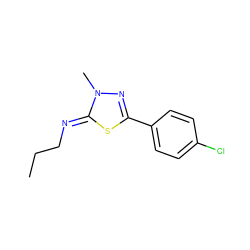 CCC/N=c1\sc(-c2ccc(Cl)cc2)nn1C ZINC000028357528