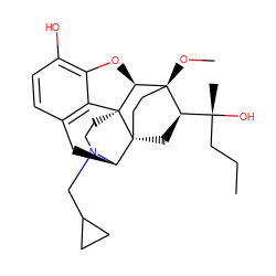 CCC[C@@](C)(O)[C@H]1C[C@@]23CC[C@]1(OC)[C@@H]1Oc4c(O)ccc5c4[C@@]12CCN(CC1CC1)[C@@H]3C5 ZINC000095588234