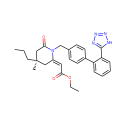 CCC[C@@]1(C)CC(=O)N(Cc2ccc(-c3ccccc3-c3nnn[nH]3)cc2)/C(=C/C(=O)OCC)C1 ZINC000029472052