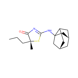 CCC[C@@]1(C)SC(NC23C[C@@H]4CC2C[C@H](C4)C3)=NC1=O ZINC000116644764