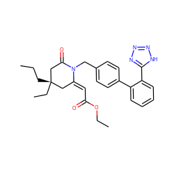 CCC[C@@]1(CC)CC(=O)N(Cc2ccc(-c3ccccc3-c3nnn[nH]3)cc2)/C(=C/C(=O)OCC)C1 ZINC000029469772