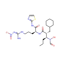 CCC[C@@H]([C@@H](CC1CCCCC1)C(=O)N[C@@H](CCCN/C(N)=N/[N+](=O)[O-])C(=O)Nc1nccs1)N(O)C=O ZINC000003923974