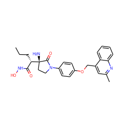 CCC[C@@H](C(=O)NO)[C@@]1(N)CCN(c2ccc(OCc3cc(C)nc4ccccc34)cc2)C1=O ZINC000013490355