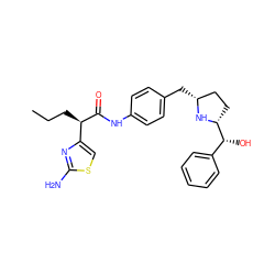 CCC[C@@H](C(=O)Nc1ccc(C[C@@H]2CC[C@H]([C@H](O)c3ccccc3)N2)cc1)c1csc(N)n1 ZINC000103252147