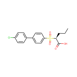 CCC[C@@H](C(=O)O)S(=O)(=O)c1ccc(-c2ccc(Cl)cc2)cc1 ZINC000034801878