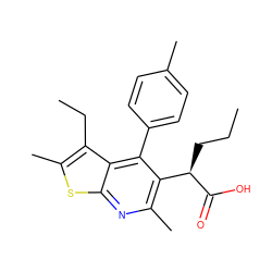 CCC[C@@H](C(=O)O)c1c(C)nc2sc(C)c(CC)c2c1-c1ccc(C)cc1 ZINC000113124261