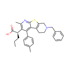 CCC[C@@H](C(=O)O)c1c(C)nc2sc3c(c2c1-c1ccc(C)cc1)CCN(Cc1ccccc1)C3 ZINC000113124393