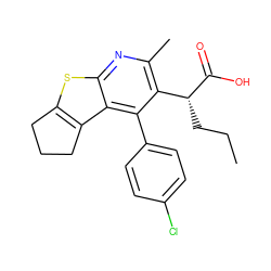 CCC[C@@H](C(=O)O)c1c(C)nc2sc3c(c2c1-c1ccc(Cl)cc1)CCC3 ZINC000113125561