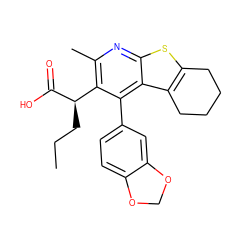 CCC[C@@H](C(=O)O)c1c(C)nc2sc3c(c2c1-c1ccc2c(c1)OCO2)CCCC3 ZINC000113123714